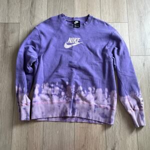 Nike Unity Swoosh Purple Ombre Acid Wash Crew Neck Sweatshirt Sz M